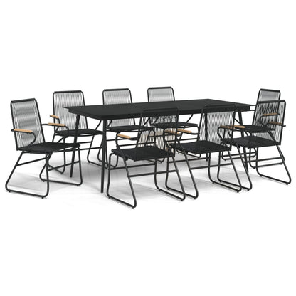 -Delige Tuinset Pvc-Rattan Zwart 9