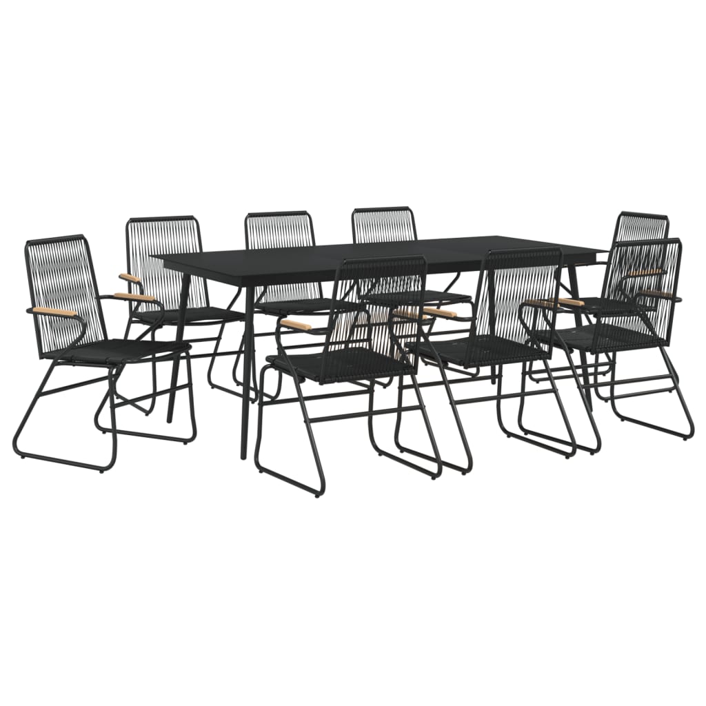 -Delige Tuinset Pvc-Rattan Zwart 9