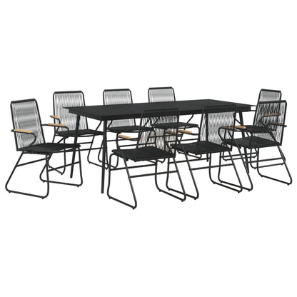 -Delige Tuinset Pvc-Rattan Zwart 9