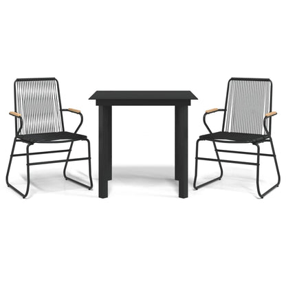 3-delige Tuinset PVC-rattan zwart