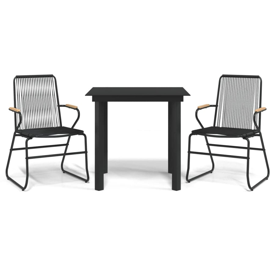 3-delige Tuinset PVC-rattan zwart