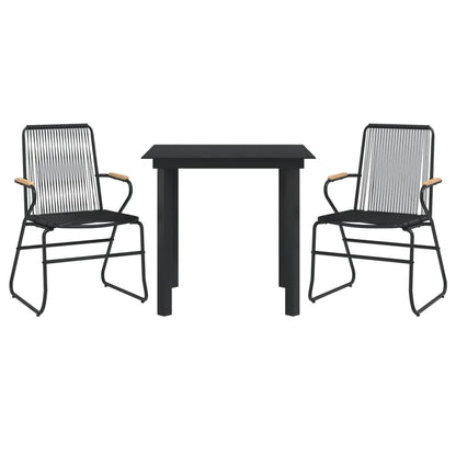 3-delige Tuinset PVC-rattan zwart