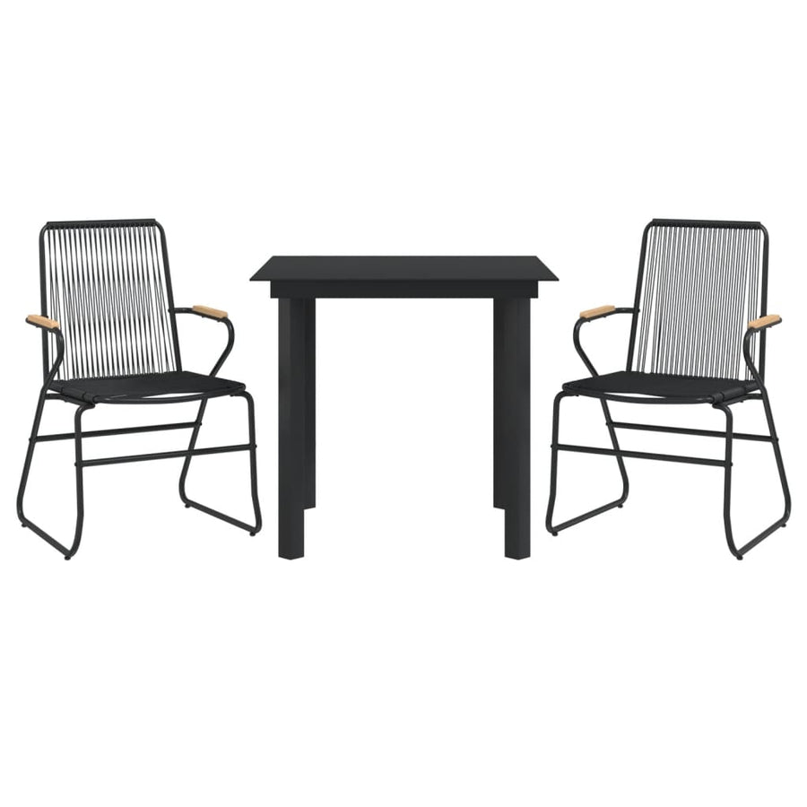 3-delige Tuinset PVC-rattan zwart