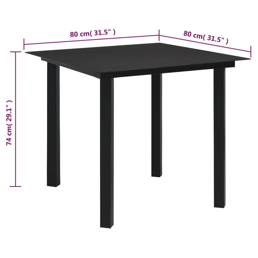 3-delige Tuinset PVC-rattan zwart