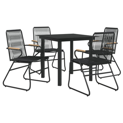 5-delige Tuinset PVC-rattan zwart