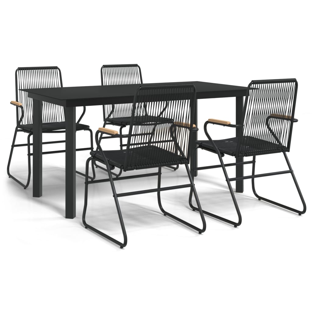 5-Delige Tuinset Pvc-Rattan Zwart 5