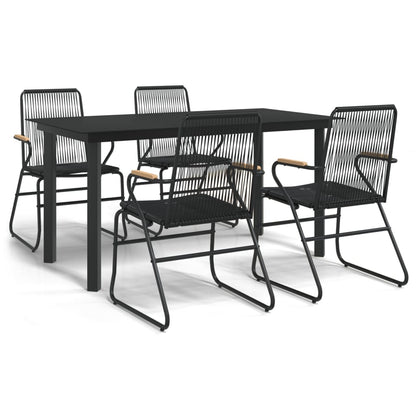 5-Delige Tuinset Pvc-Rattan Zwart 5