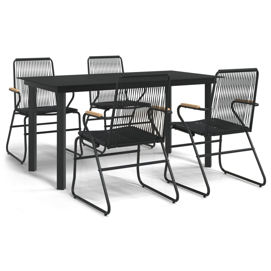 5-Delige Tuinset Pvc-Rattan Zwart 5