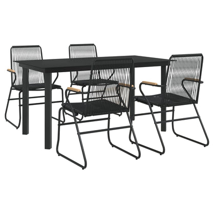5-Delige Tuinset Pvc-Rattan Zwart 5