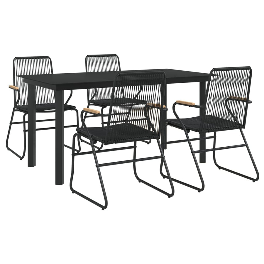 5-Delige Tuinset Pvc-Rattan Zwart 5