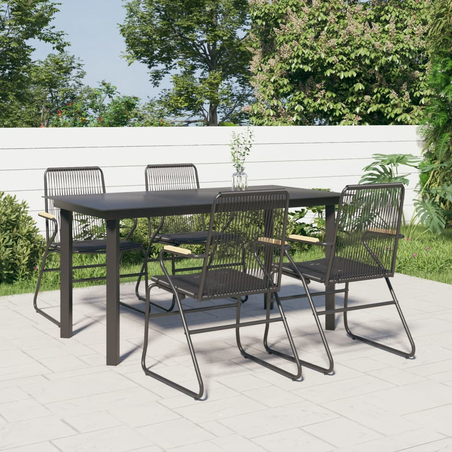 5-Delige Tuinset Pvc-Rattan Zwart 5