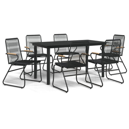 7-Delige Tuinset Pvc-Rattan Zwart 7