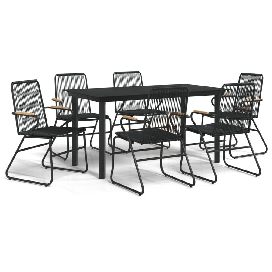 7-Delige Tuinset Pvc-Rattan Zwart 7