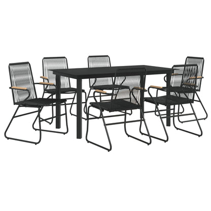 7-Delige Tuinset Pvc-Rattan Zwart 7