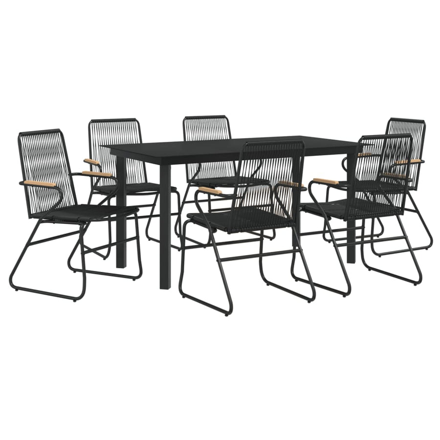 7-Delige Tuinset Pvc-Rattan Zwart 7
