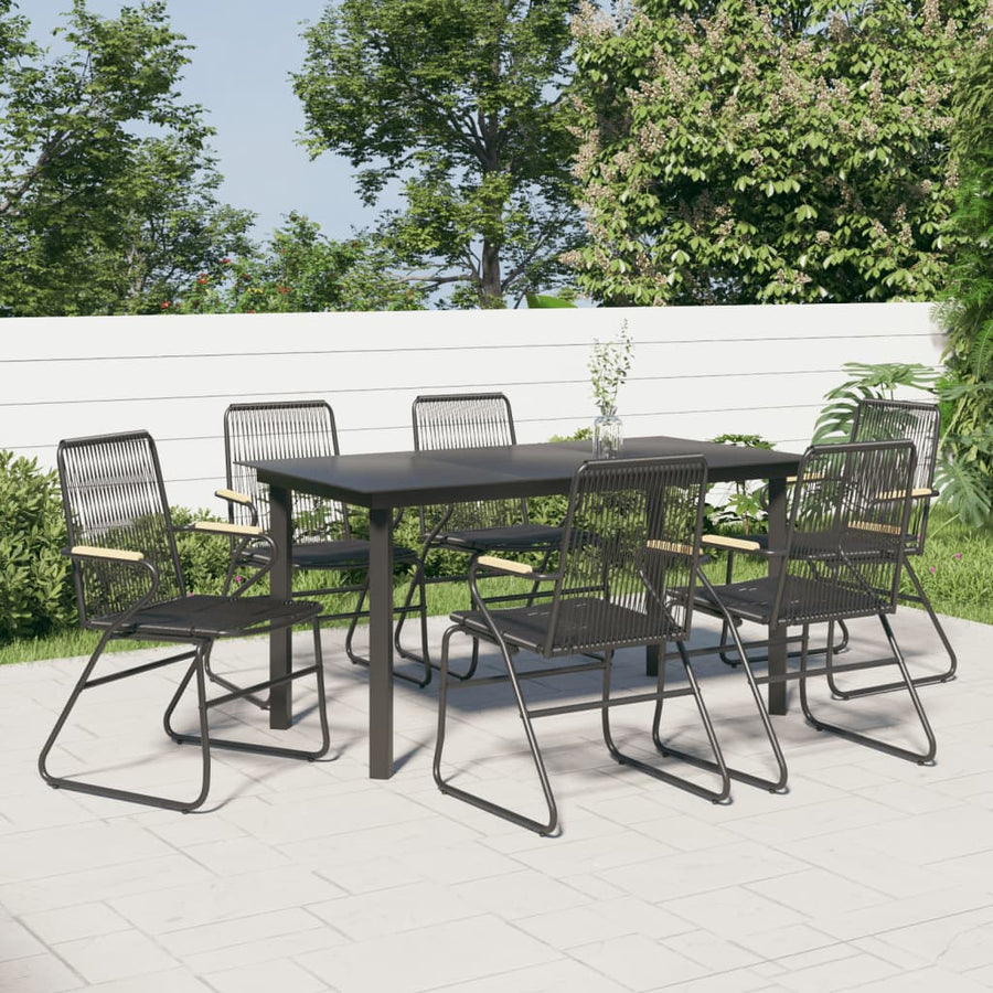 7-Delige Tuinset Pvc-Rattan Zwart 7