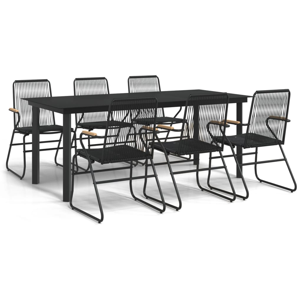 7-delige Tuinset PVC-rattan zwart