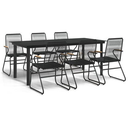 7-delige Tuinset PVC-rattan zwart