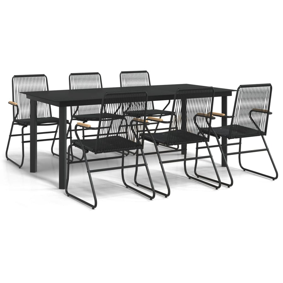 7-delige Tuinset PVC-rattan zwart