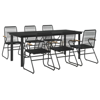 7-delige Tuinset PVC-rattan zwart