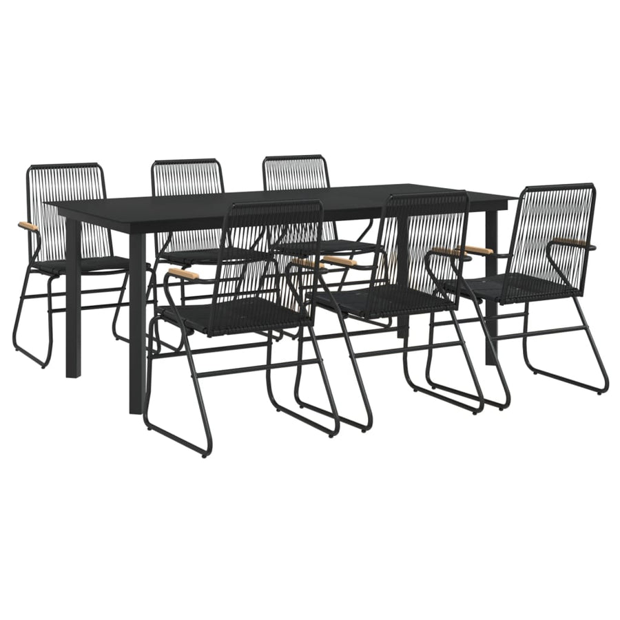7-delige Tuinset PVC-rattan zwart