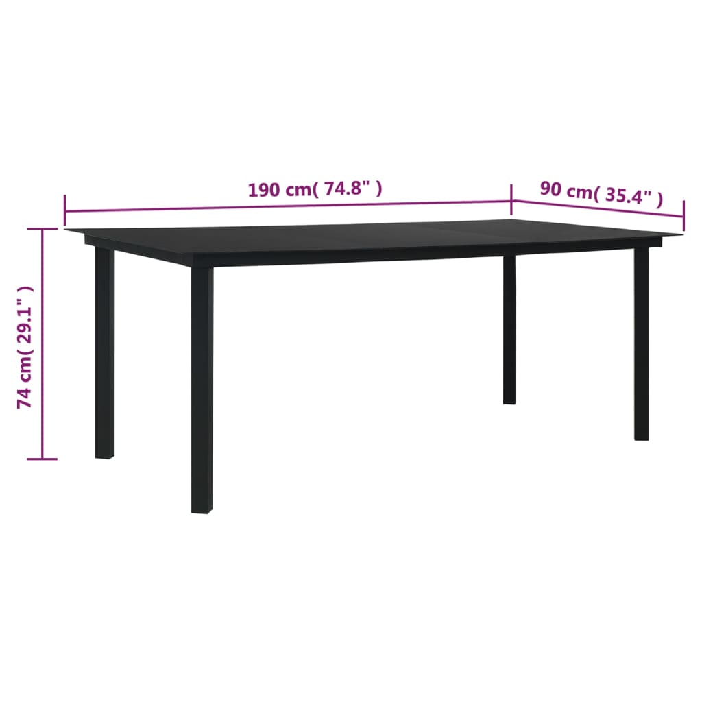 7-delige Tuinset PVC-rattan zwart