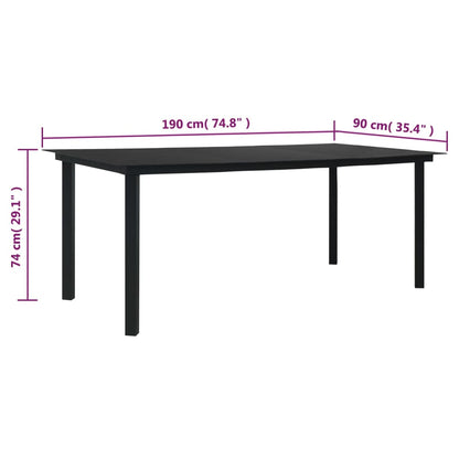 7-delige Tuinset PVC-rattan zwart