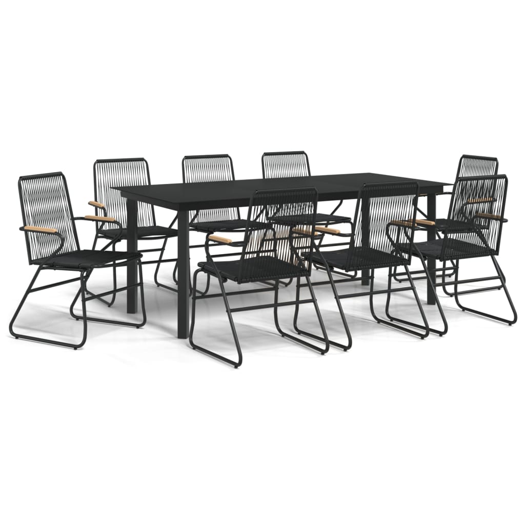 9-delige Tuinset PVC-rattan zwart