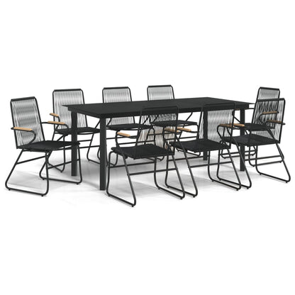 9-delige Tuinset PVC-rattan zwart