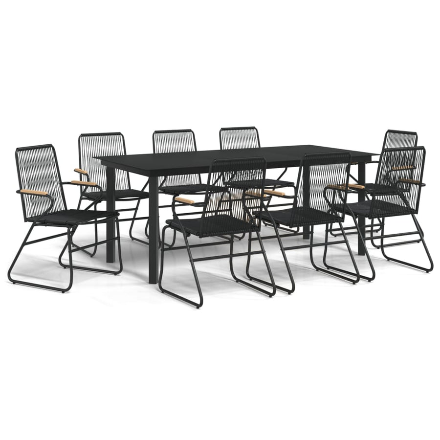 9-delige Tuinset PVC-rattan zwart