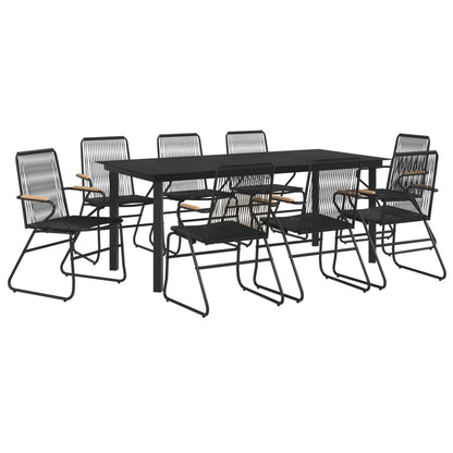 9-delige Tuinset PVC-rattan zwart