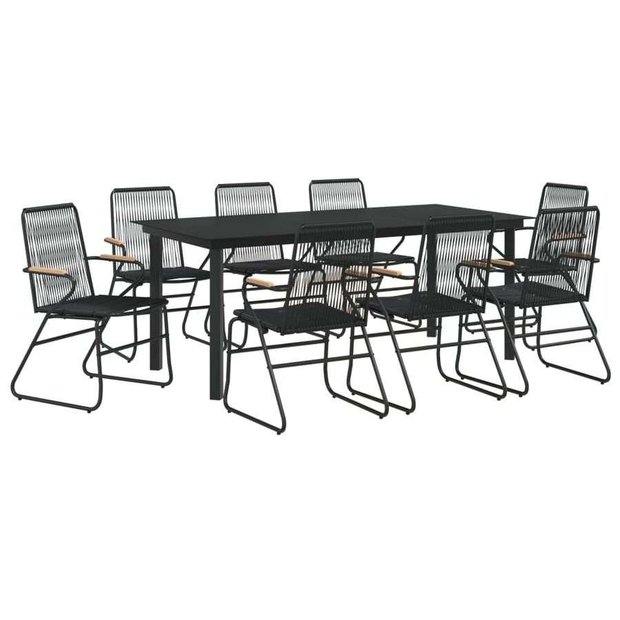 9-delige Tuinset PVC-rattan zwart