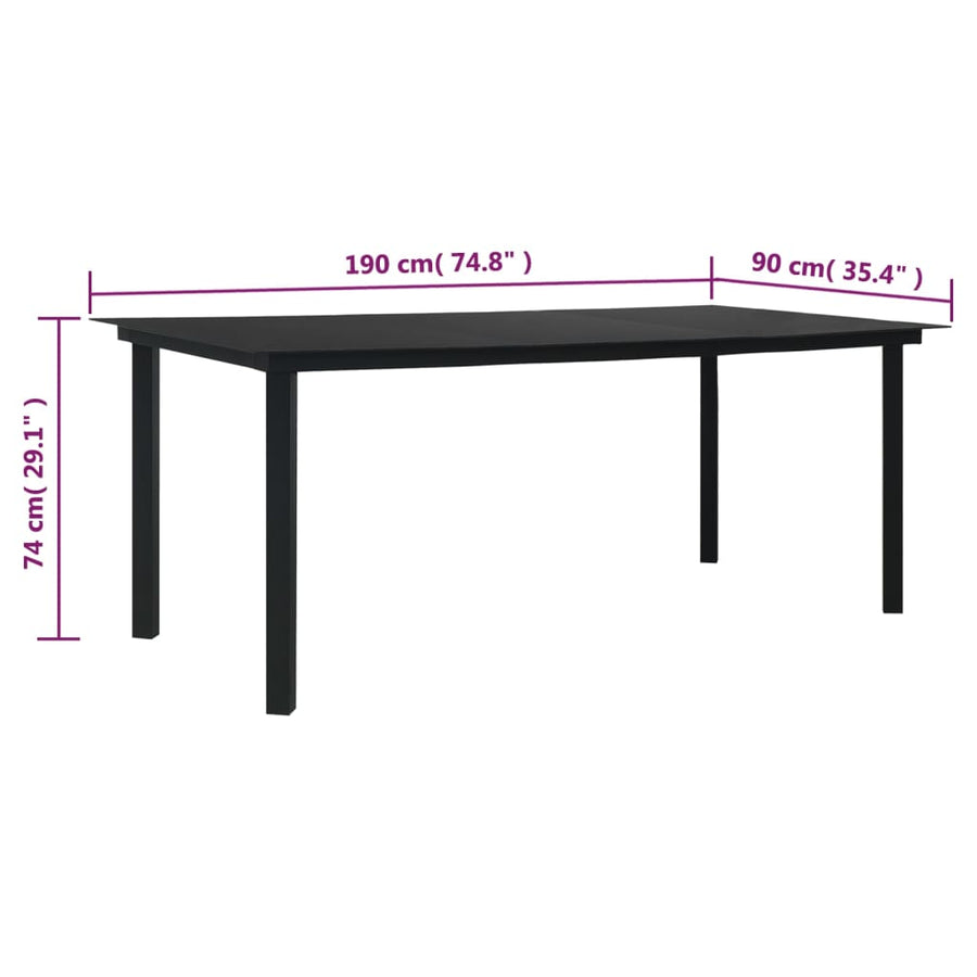 9-delige Tuinset PVC-rattan zwart
