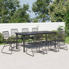 Tuinset 9-delig zwart PVC-rattan