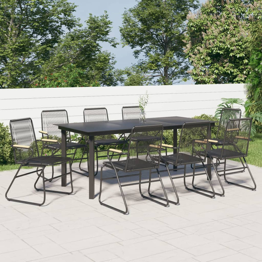 9-delige Tuinset PVC-rattan zwart