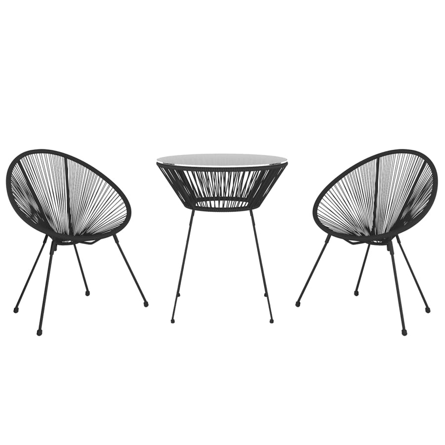 -Delige Tuinset Pvc-Rattan Zwart 3