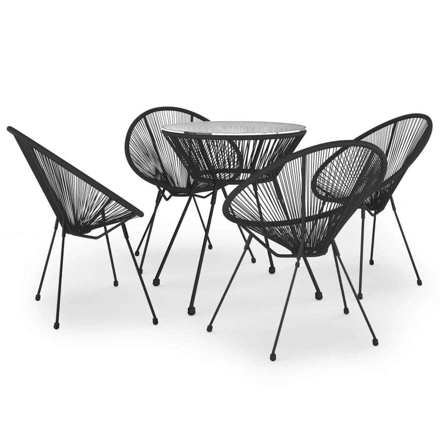 -Delige Tuinset Pvc-Rattan Zwart 5