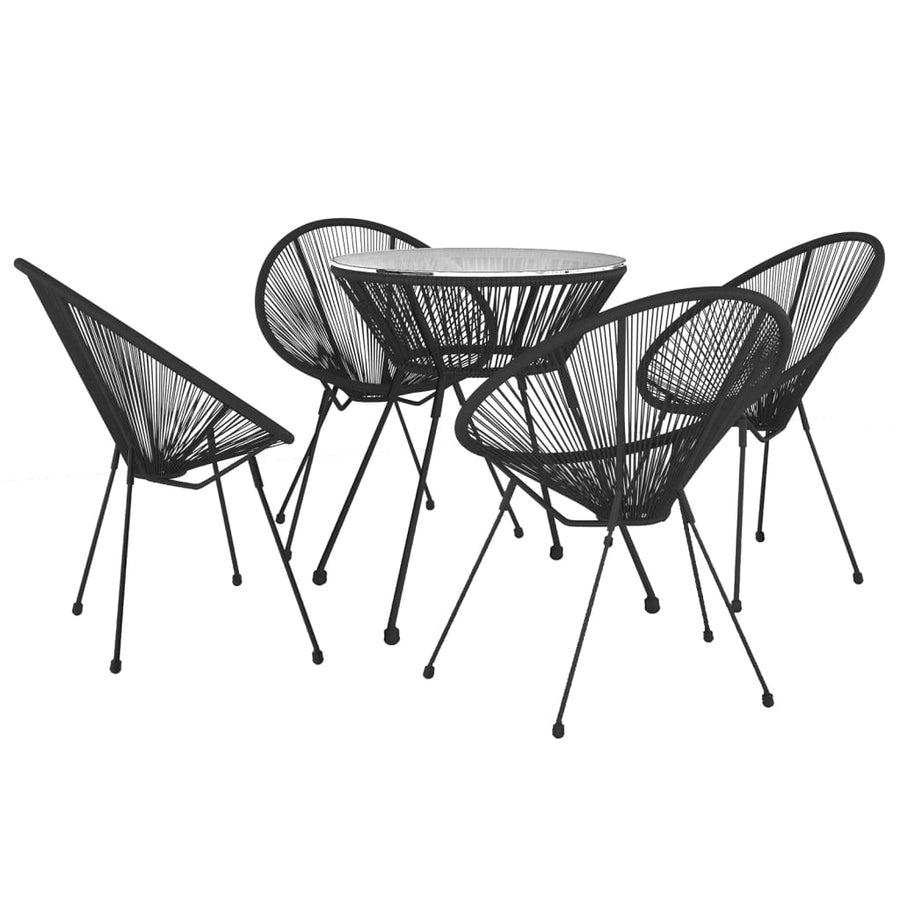 -Delige Tuinset Pvc-Rattan Zwart 5
