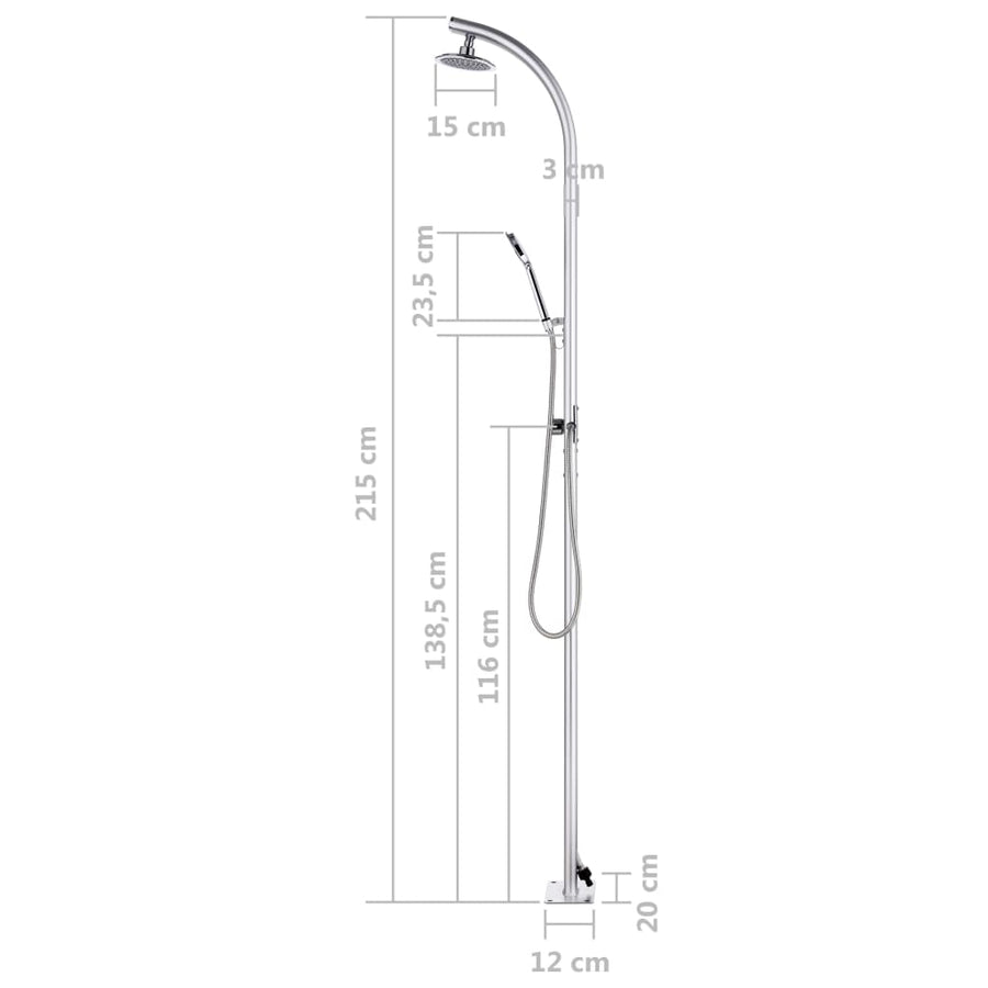 Buitendouche 215 Cm Aluminium
