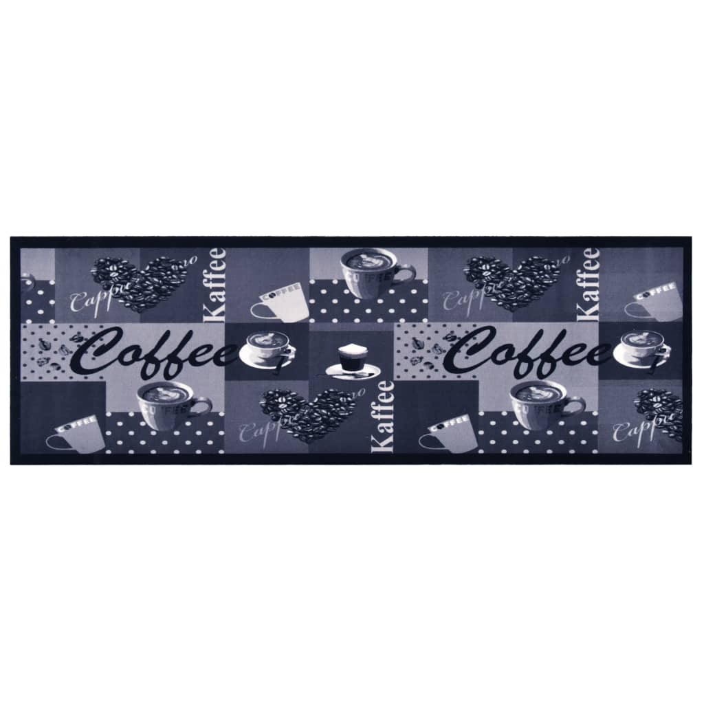 Keukenmat Wasbaar Coffee Blauw 45 x 150 cm coffee blue