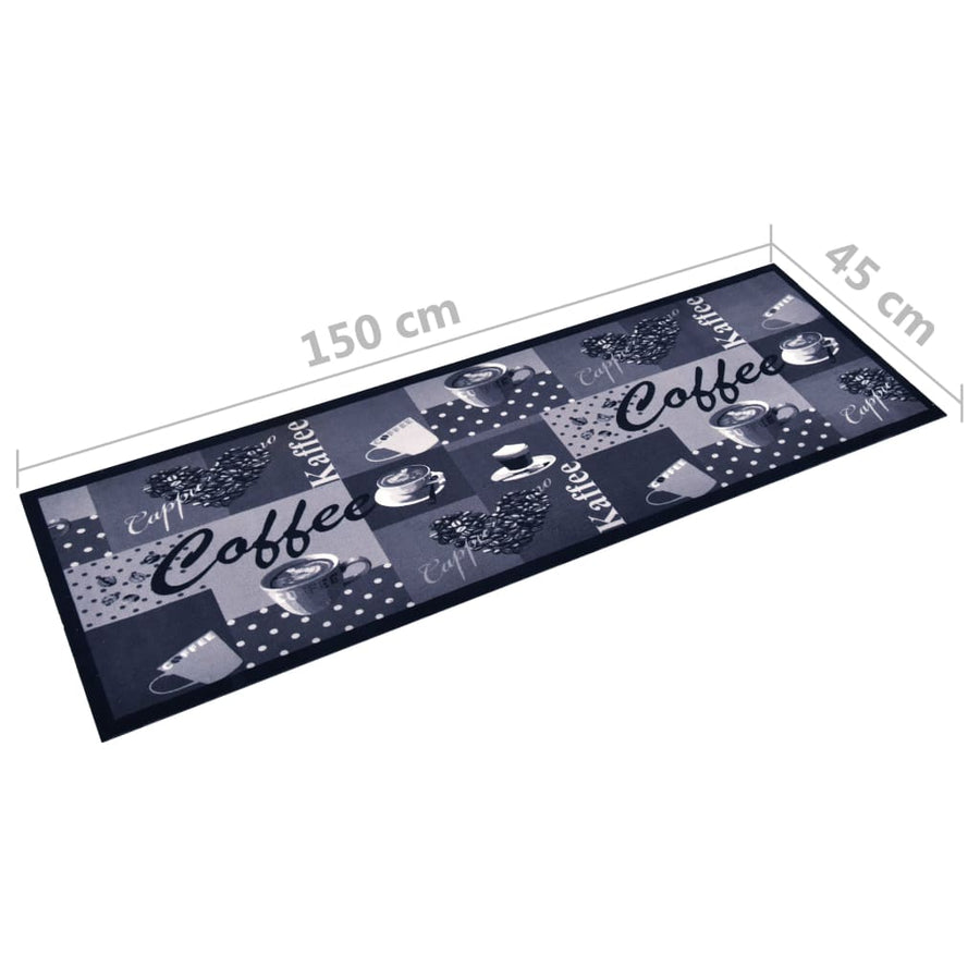Keukenmat Wasbaar Coffee Blauw 45 x 150 cm coffee blue