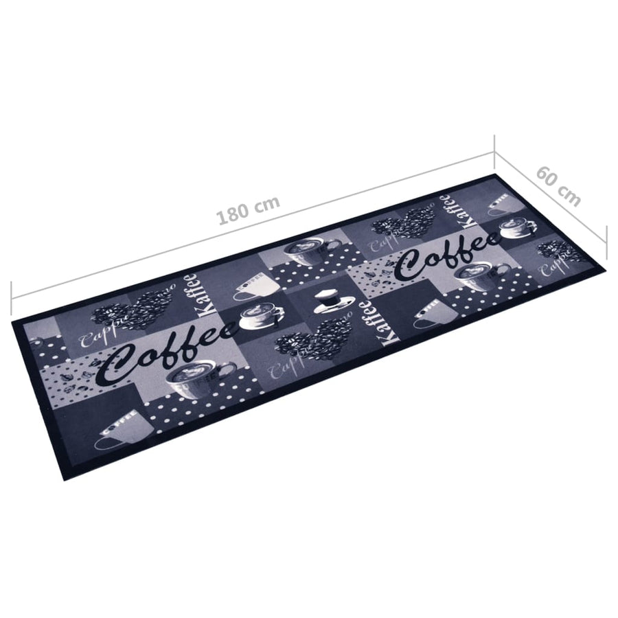 Keukenmat Wasbaar Coffee Blauw 60 x 180 cm coffee blue