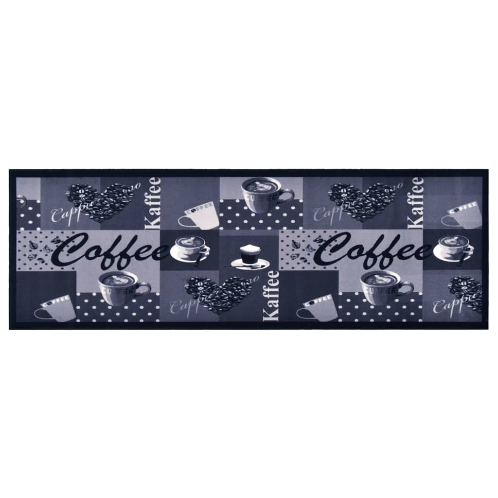 Keukenmat Wasbaar Coffee Blauw 60 x 300 cm coffee blue