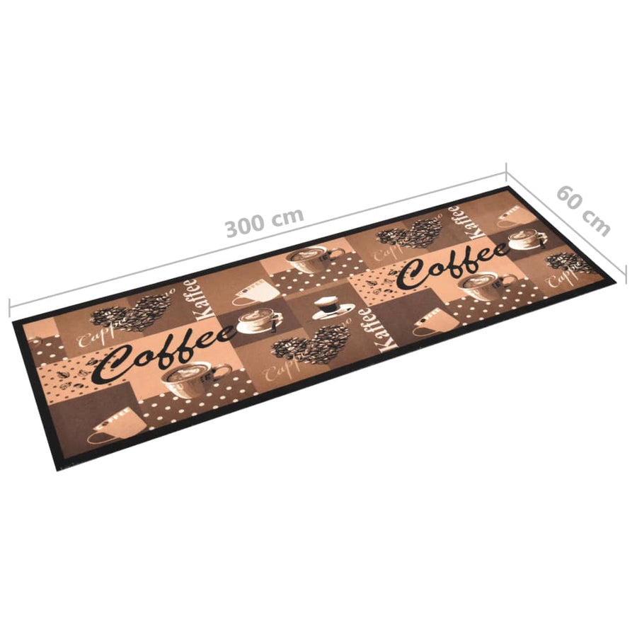 Keukenmat Wasbaar Coffee Bruin 60 x 300 cm coffee brown