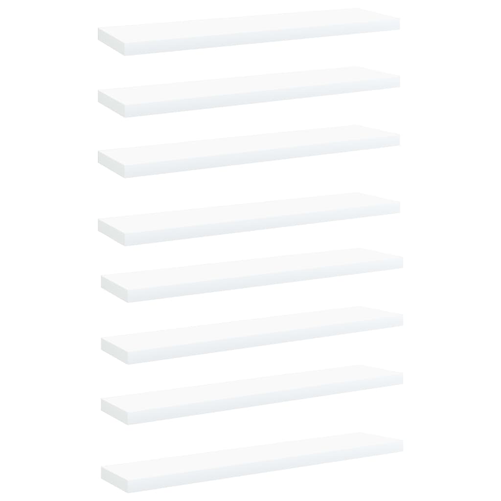 Wandschappen 8 st 40x10x1,5 cm bewerkt hout wit