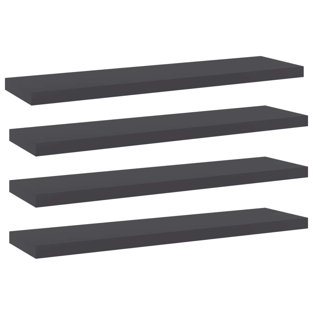 Wandschappen 4 st 40x10x1,5 cm spaanplaat grijs