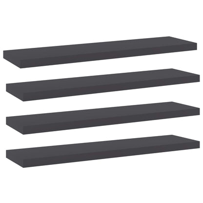 Wandschappen 4 st 40x10x1,5 cm spaanplaat grijs