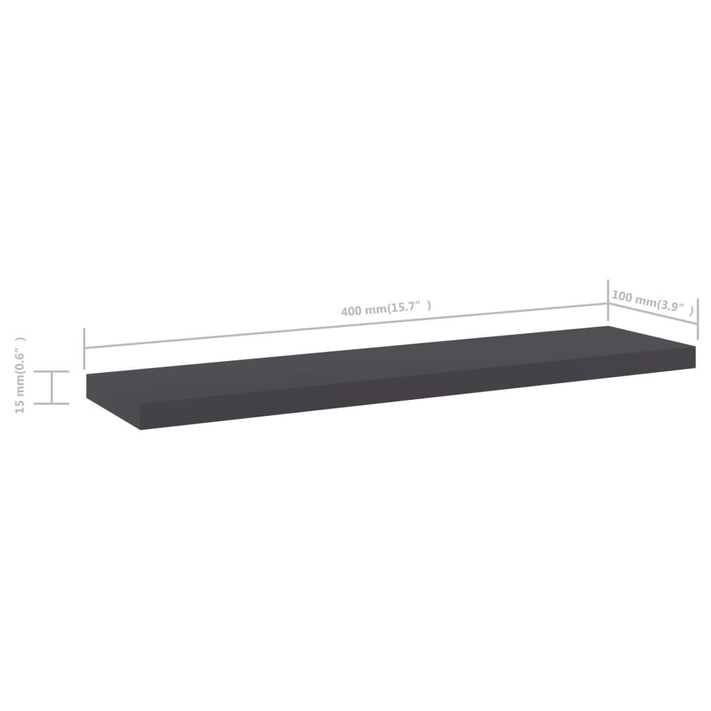 Wandschappen 4 st 40x10x1,5 cm spaanplaat grijs