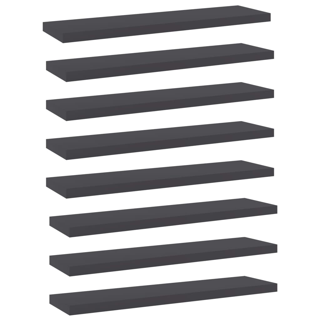 Wandschappen 8 st 40x10x1,5 cm spaanplaat grijs