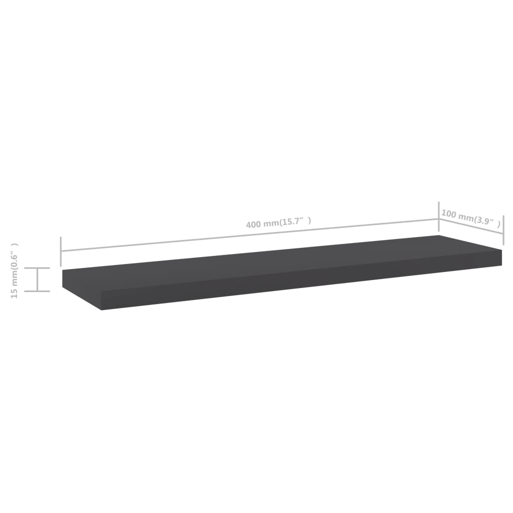Wandschappen 8 st 40x10x1,5 cm spaanplaat grijs